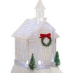 Melrose Acrylic Church Snow Globe Lighted Christmas Water Lantern 10.5 Inch