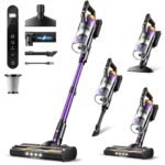 Cordless Vacuum Cleaner, 580W/48Kpa Vacuum Cleaners with 65 Min Runtime, Lightweight Wireless Vacuum with LED Headlights/Screen, wall mount, Removable Handheld Vacuum for Pet Hair/Carpets/Floors/Sofa