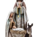 Joseph's Studio by Roman, 10.5" H Holy Family Figure with Donkey Nativity Figure, Religious Christmas Decor