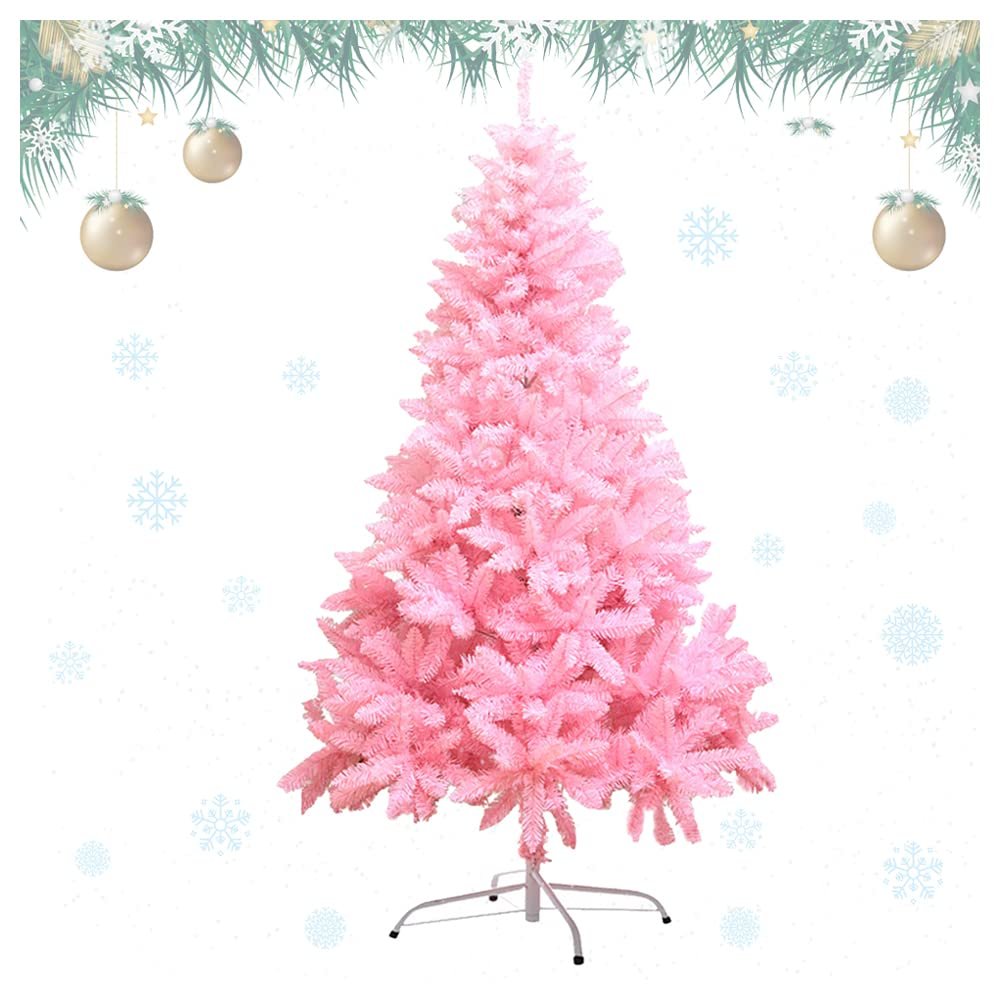 81kFJozB3VL.jpg Christmas Tree with Metal Stand, 4FT Pink Artificial Christmas Tree with 300 Branches Tips, Easy Assembly Unlit Xmas Tree for Christmas Decorations - Image 1