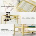 Gold Beverage Cart with Wine Rack - Image 5