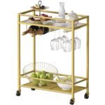 Gold Beverage Cart with Wine Rack - Image 7