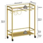 Gold Beverage Cart with Wine Rack - Image 4