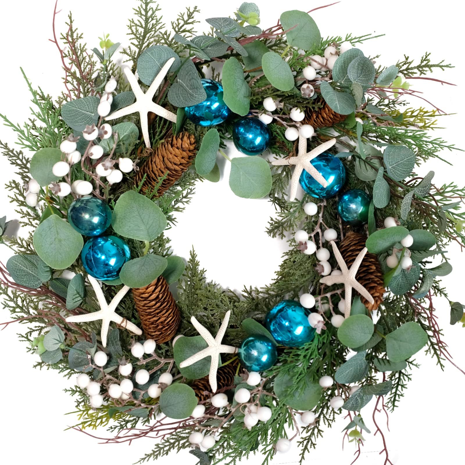 81Fyc62SO0L.jpg Eucalyptus Leaves Starfish Wreath - Image 1