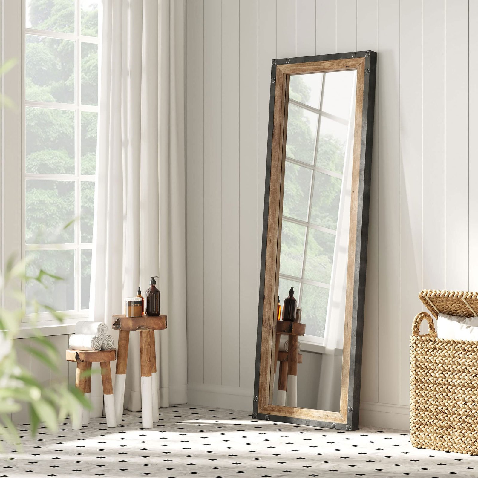 81HctPURG2L.jpg Barnyard Designs Rustic Leaner Mirror - Image 1