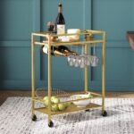 Gold Beverage Cart with Wine Rack