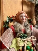 Red Homespun Angel Tree Topper - Image 3