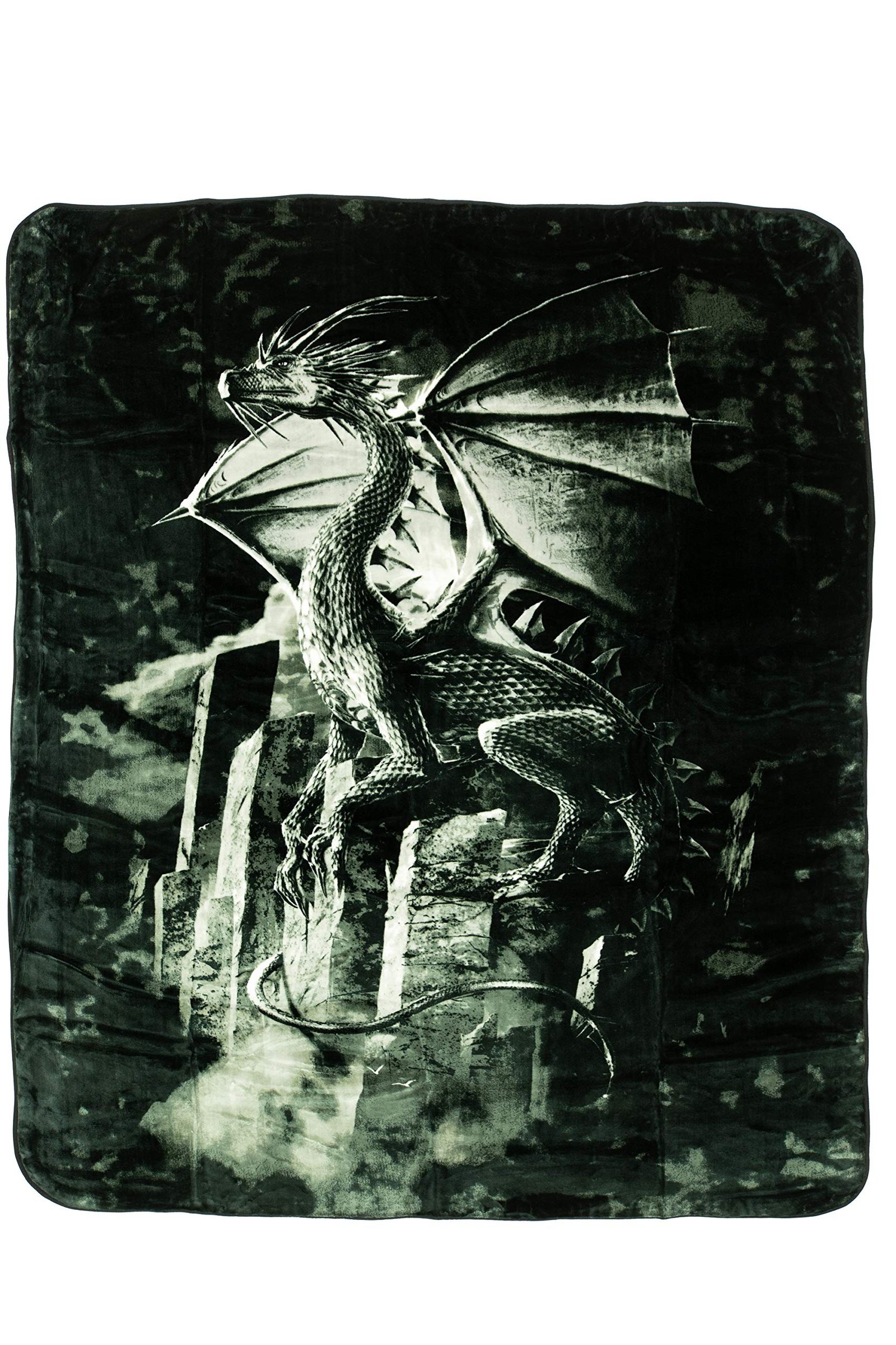 91HoFdG0o6L.jpg Silver Dragon Plush Blanket Queen Size - Image 1