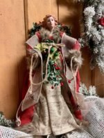 Red Homespun Angel Tree Topper - Image 2